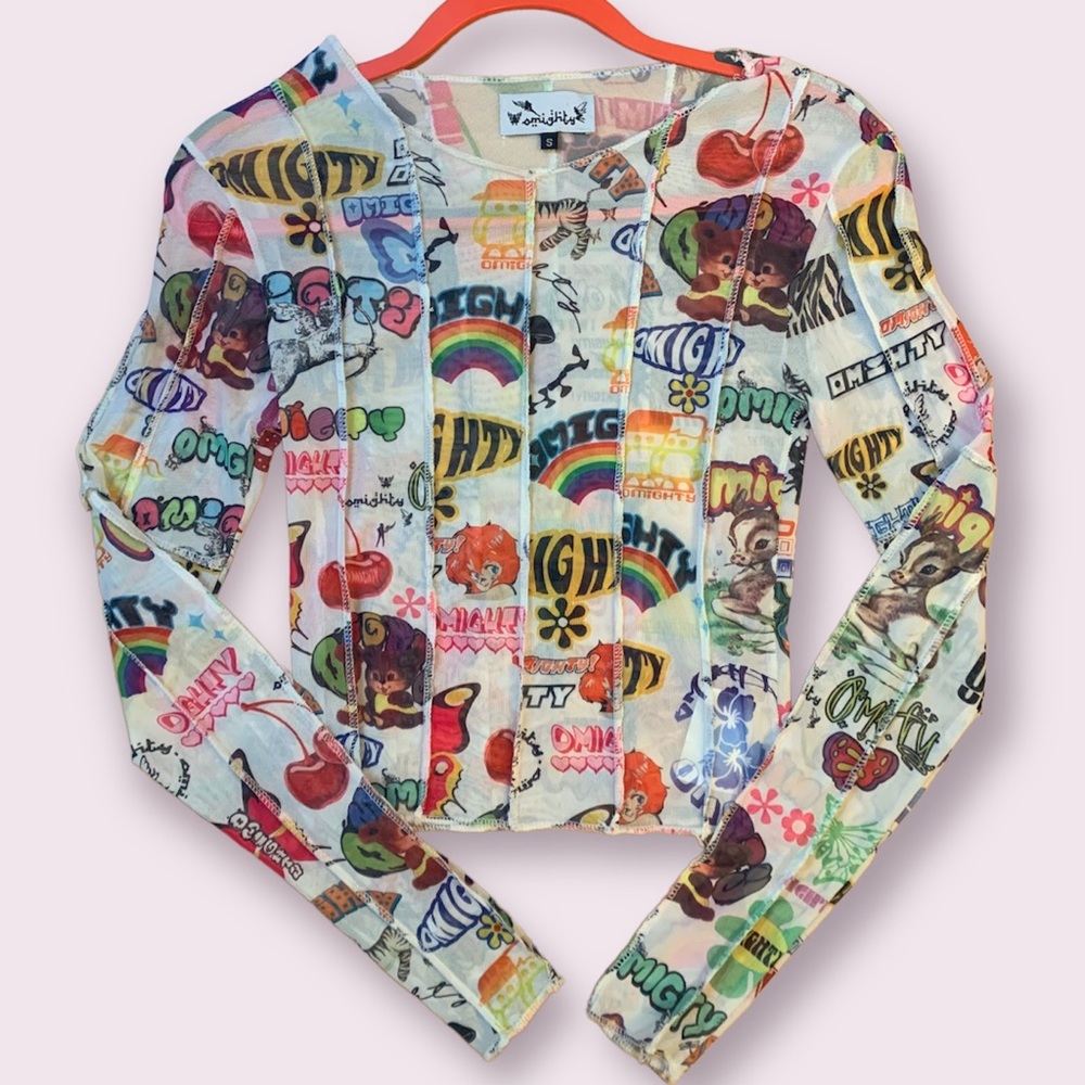 Omighty logo mania mesh top